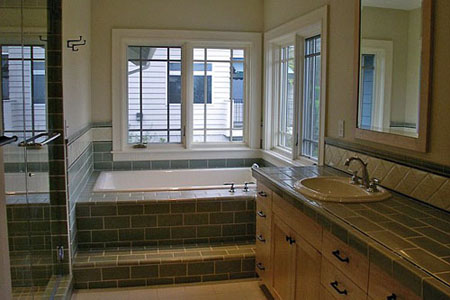 Master Bath with soaking tub and mullions on window casements