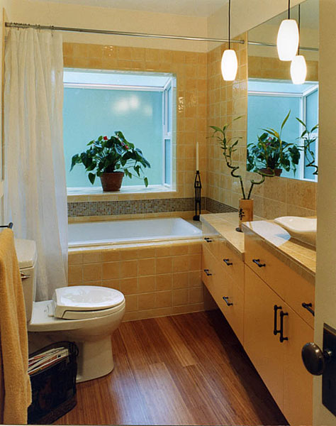Asian Bathroom Remodel with Hardwood Floors and Beautiful Features
